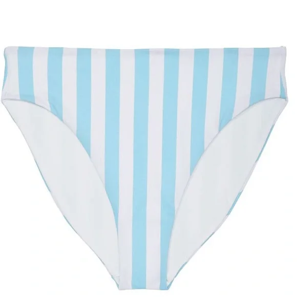 Victoria’s Secret SWIM High-Waist Full Coverage Bikini Bottom NWT AQUA/WHITE SM. - Picture 3 of 3